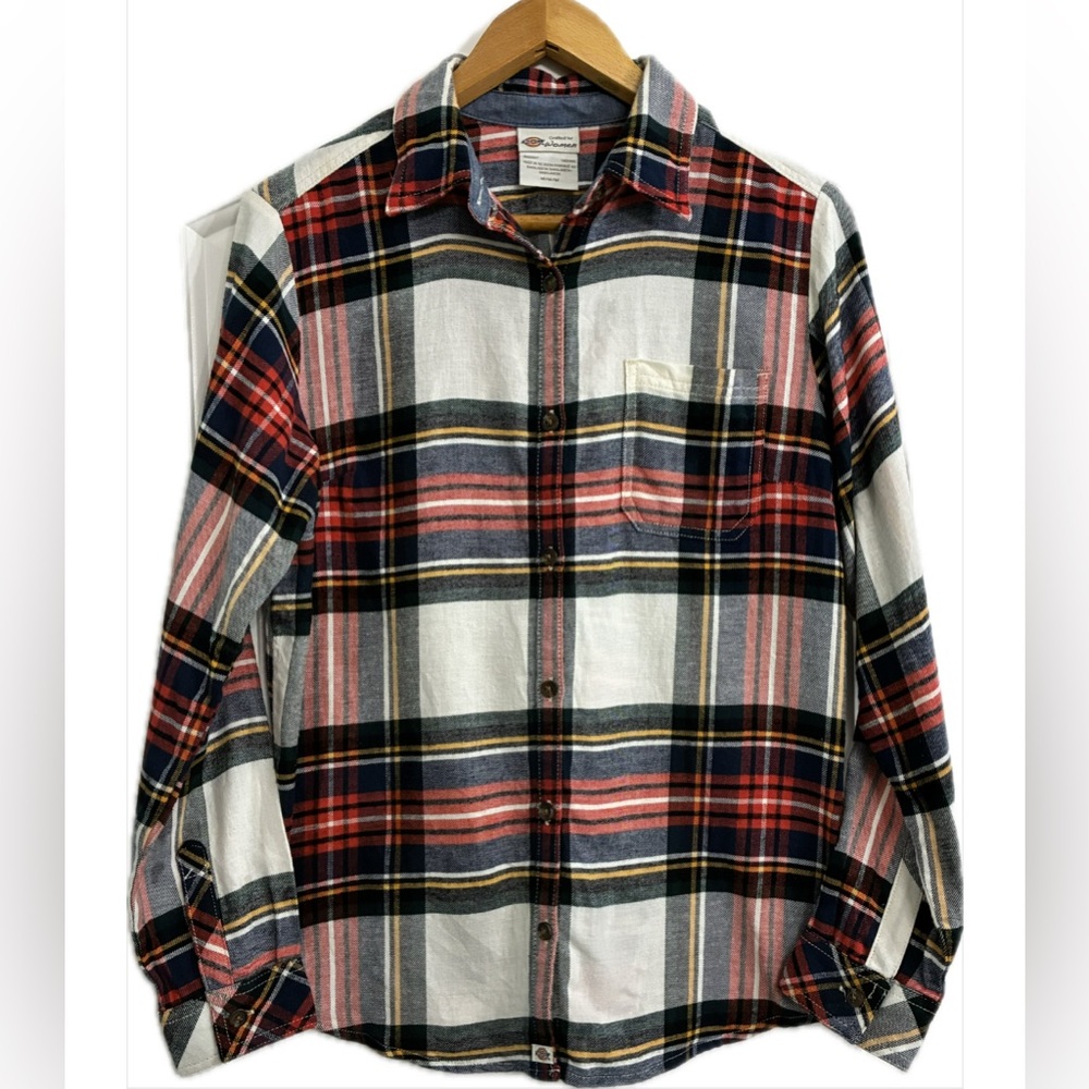Women’s Dickies Plaid Flannel Shirt - Red, Black, White Sz M NWOT